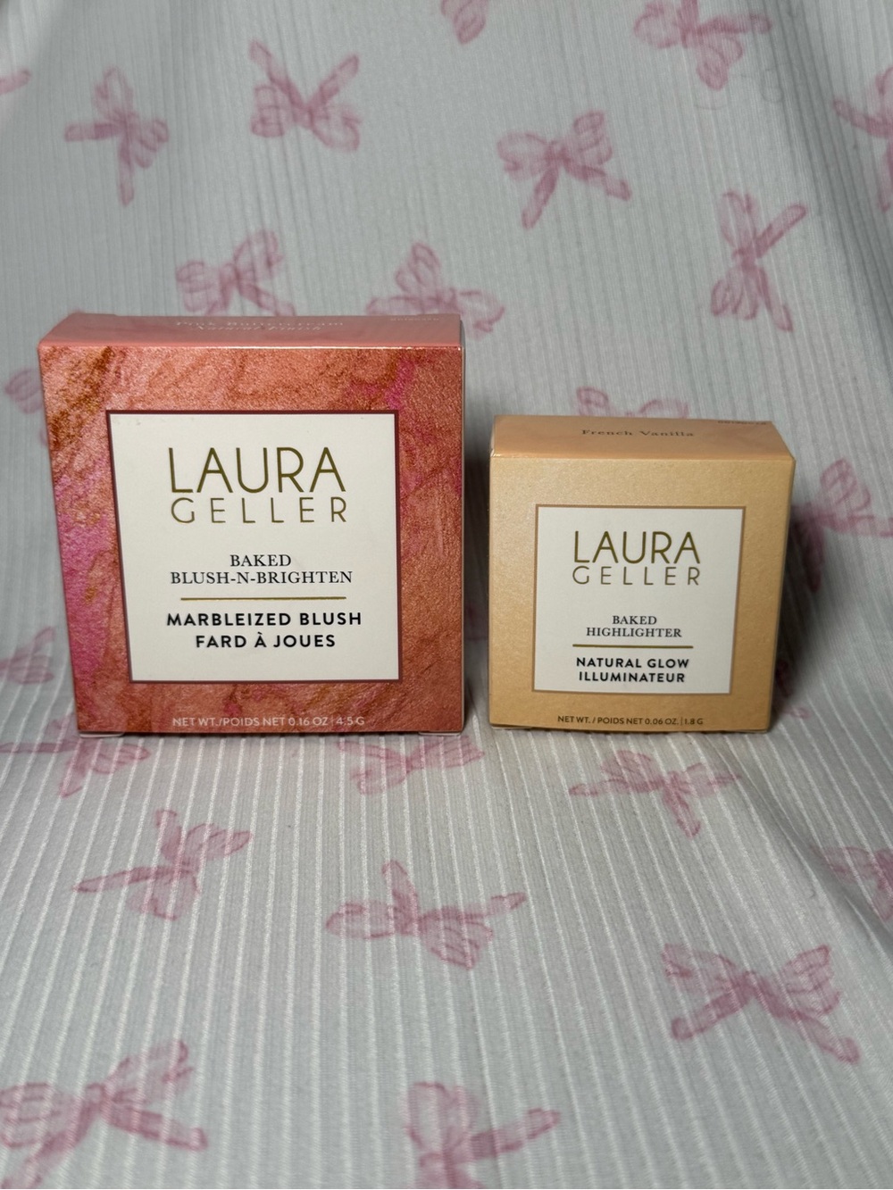 Laura Geller Marbleized Blush-N-Brighten Duo in Pink and Peach-Gold